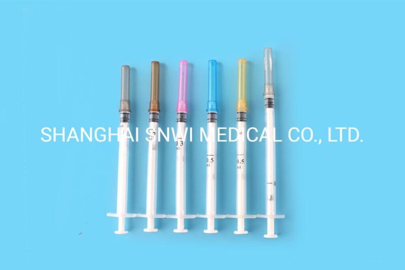 High Quality Medical Disposable 2parts Plastic Luer Slip/Luer Lock Injection Syringe with Needle