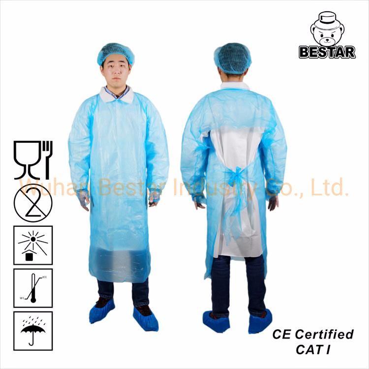 Disposable Waterproof Plastic Medical AAMI PB70 Level 1 Level 2 Level 3 CPE Coat Gown Apron CPE Gown