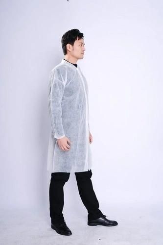 Disposable Nonwoven PP Lab Coat with Shirt Collar Medical Use