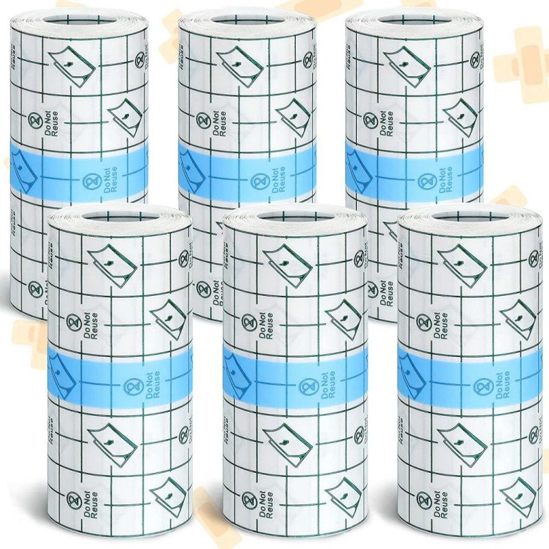 6 Rolls Transparent Stretch Adhesive Bandages Waterproof Tape Clear Protective Bandage Dressing Tape Transparent Film Dressing Tape