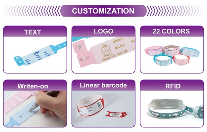 Disposable Hospital Written on PVC Baby ID Wristbands