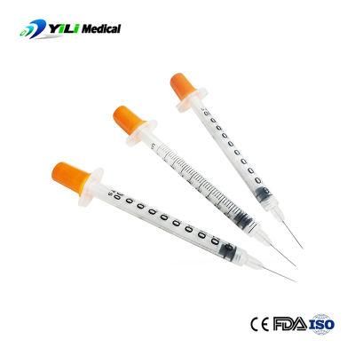 1ml 0.5ml Sterile Insulin Syringe with Orange Cap and Needle