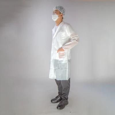 Disposable Safety PP/SMS Lab Coat with Snap Button