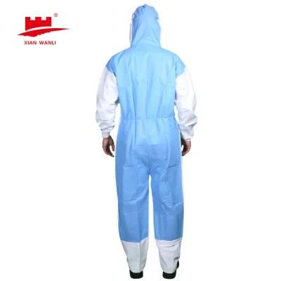 Breathable Disposable Cat III Type5/6 Coverall MP+SMS at Back CE Approved