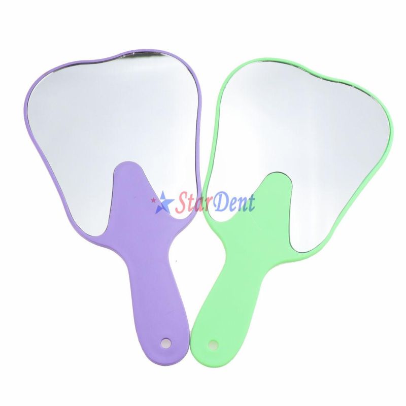 Dental Tooth Shaped Plastic Cute Oral Clinic Gifts Handheld Makeup Mirror Patient Face Mirrors for Promotion