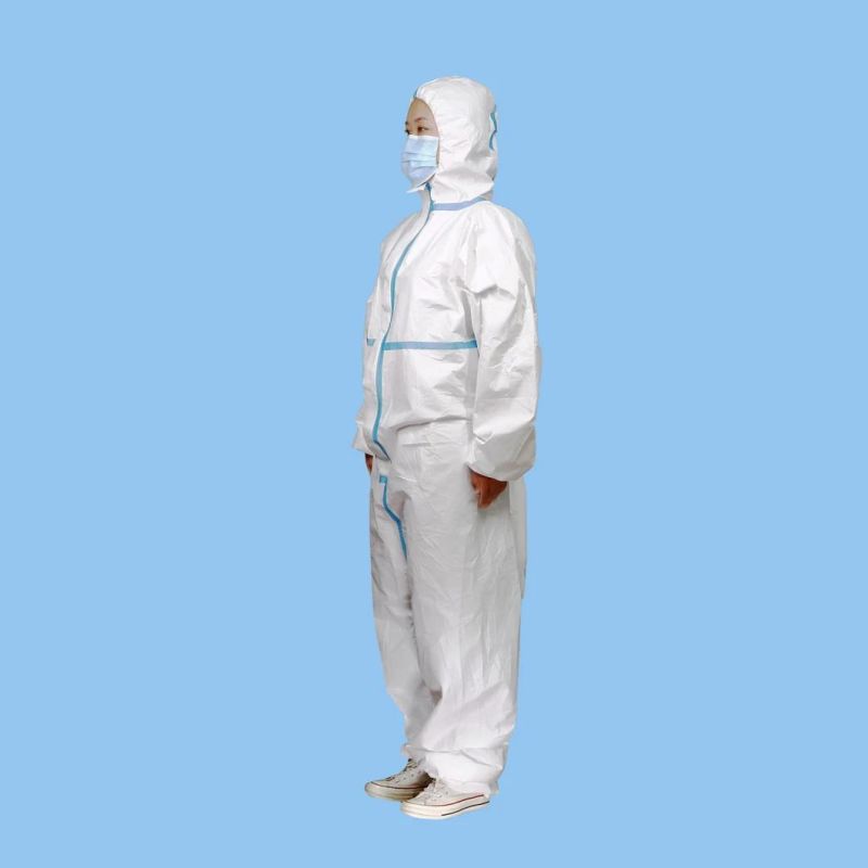 Blue White, Disposable, Customized, Size 180mm, Medical, Safety, Hospital, Protective Big Size Coverall