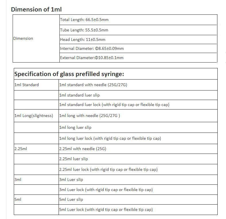 Custom Logo Print 1ml Luer Lock Glass Syringe