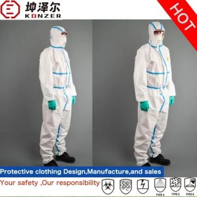 New Konzer Disposable Microporous Film China Hospital Uniforms Protective Coveralls