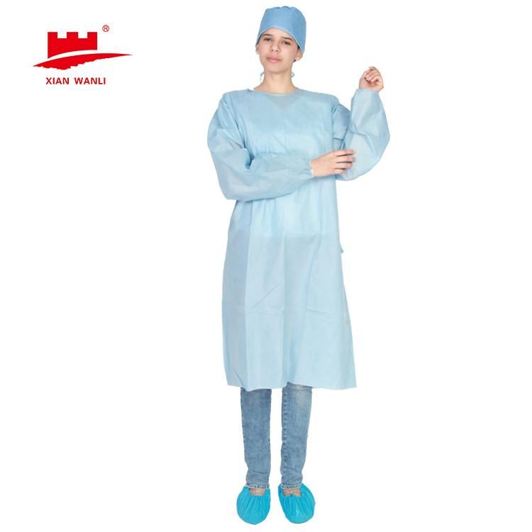 Medical Disposable Isolation Gown Surgical Gown AAMI Level 3 Elastic Cuff PP/PP+PE/SMS Patient Gown