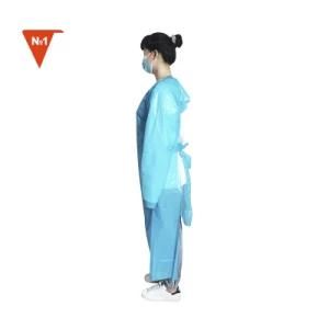 Factory Supply 45g Blue SMS Surgical Suit Thigh Length Large Disposable Isolation Gowns Easy-Breath for Healthcare Working