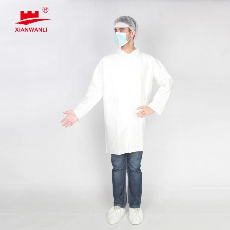 Disposable Microporous Film Lab Coat Against Soild Dusts and Minor Splashing