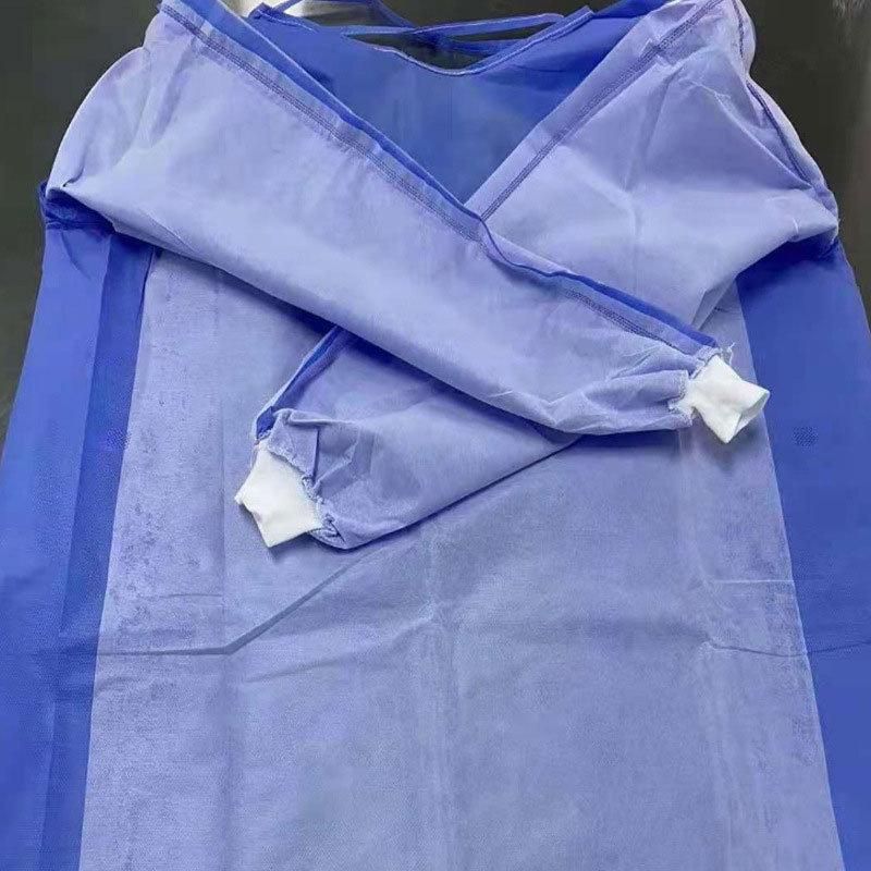 Disposable AAMI PB70 Level 3/En13795 Sterile or Non Sterile SMS45GSM Enhanced/Reinforced Surgical Gown