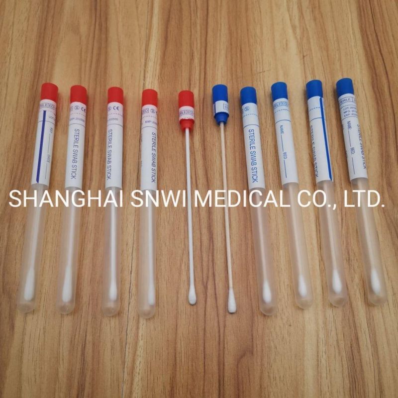 Medical Disposable Sterile Plastic Wooden Applicator Sticks with Tube Cotton Tip Female Swab