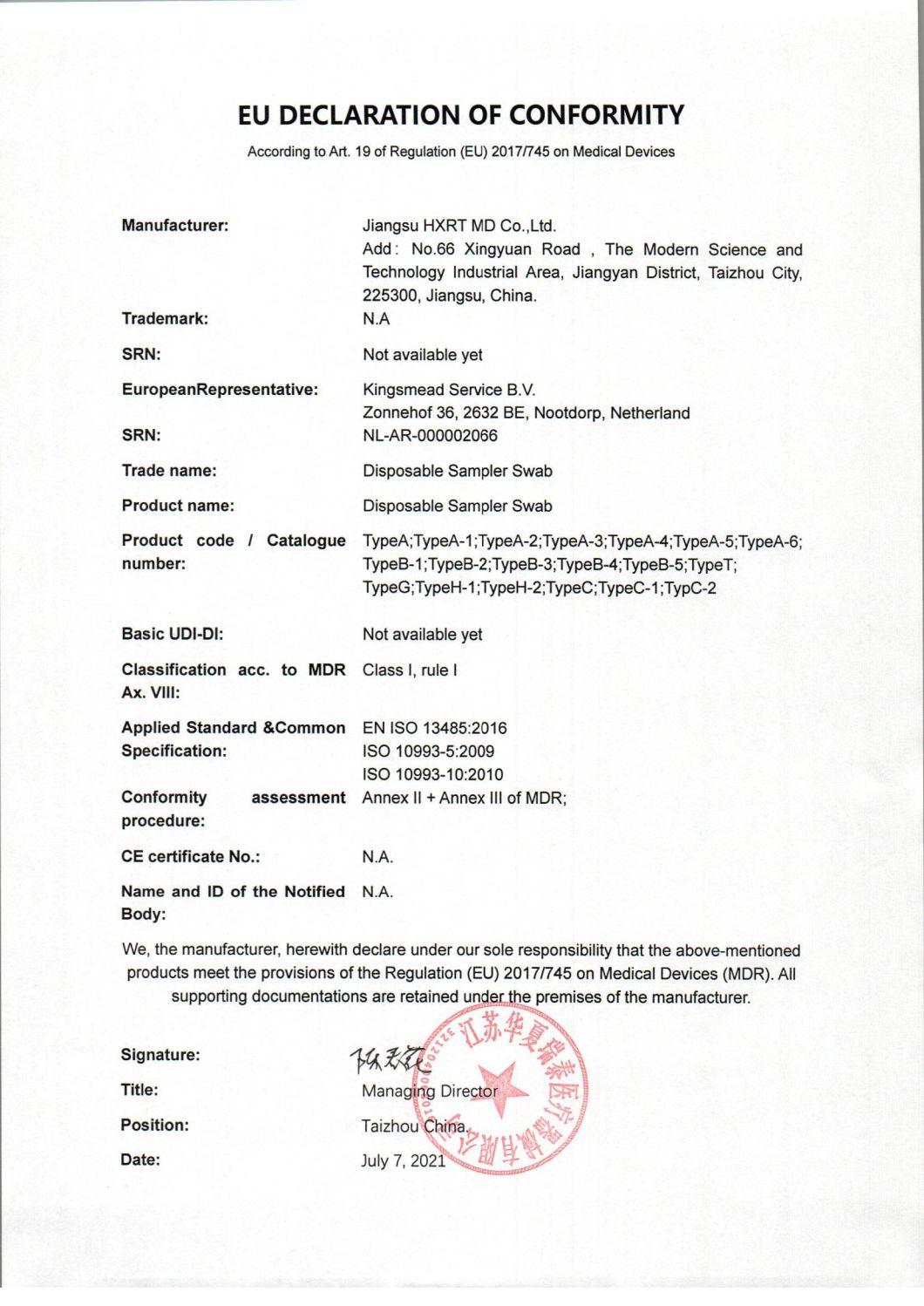 Rapid Test Mouth Nasopharyngeal Nasal Flocked Swab Applicator