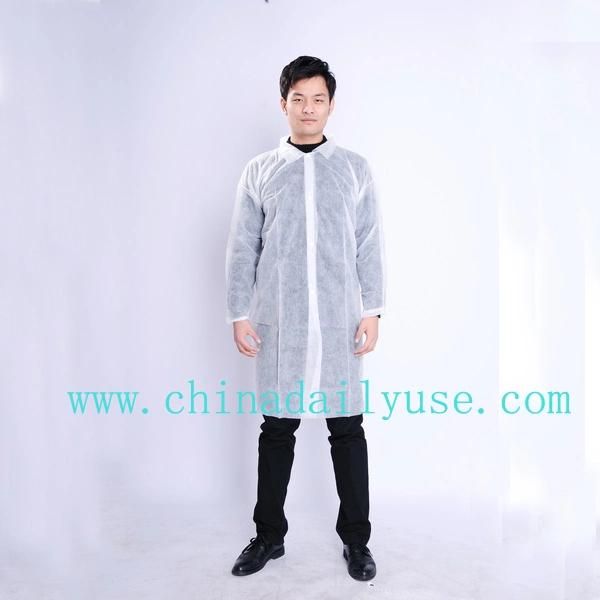 White Single Use Disposable Non Woven Lab Coats/Jackets