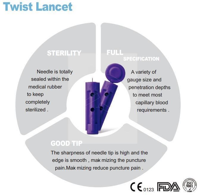 Disposable Sterile Plastic Twist Top Blood Lancet