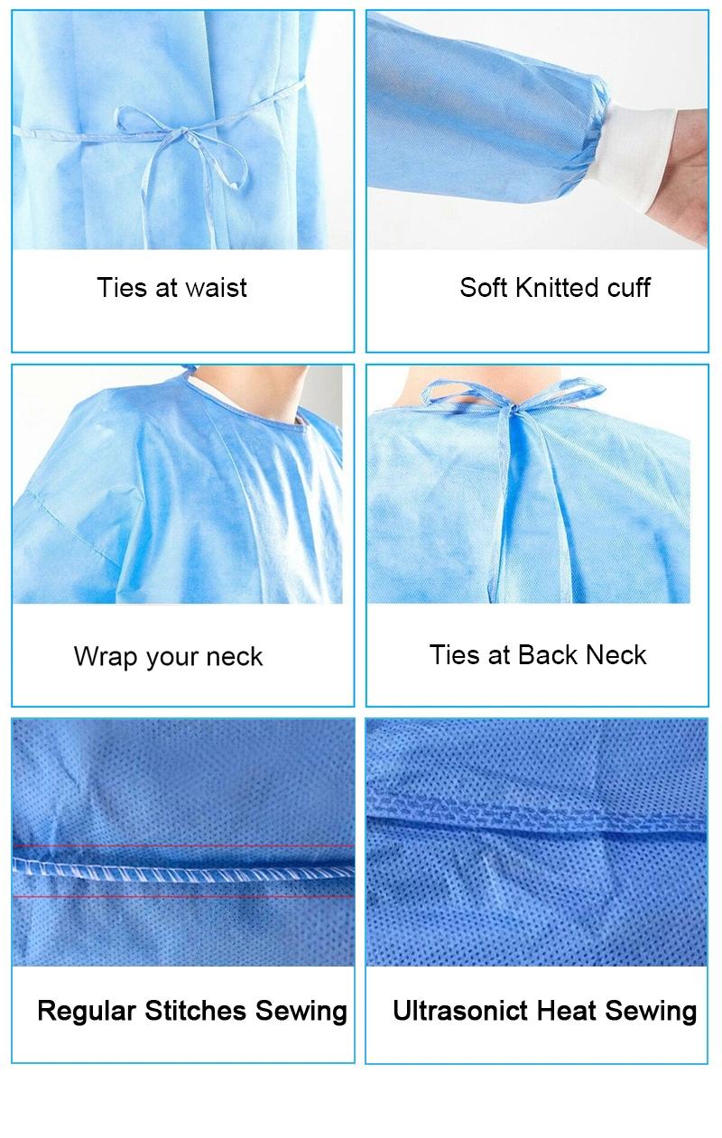 Hospital SMS/SBPP/PP+PE Isolation Gown, Nonwoven Isolation Medical Gown