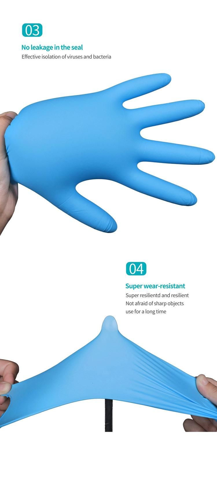 Blue Examination Industrial Multi Use Disposable Powder Free Nitrile Gloves