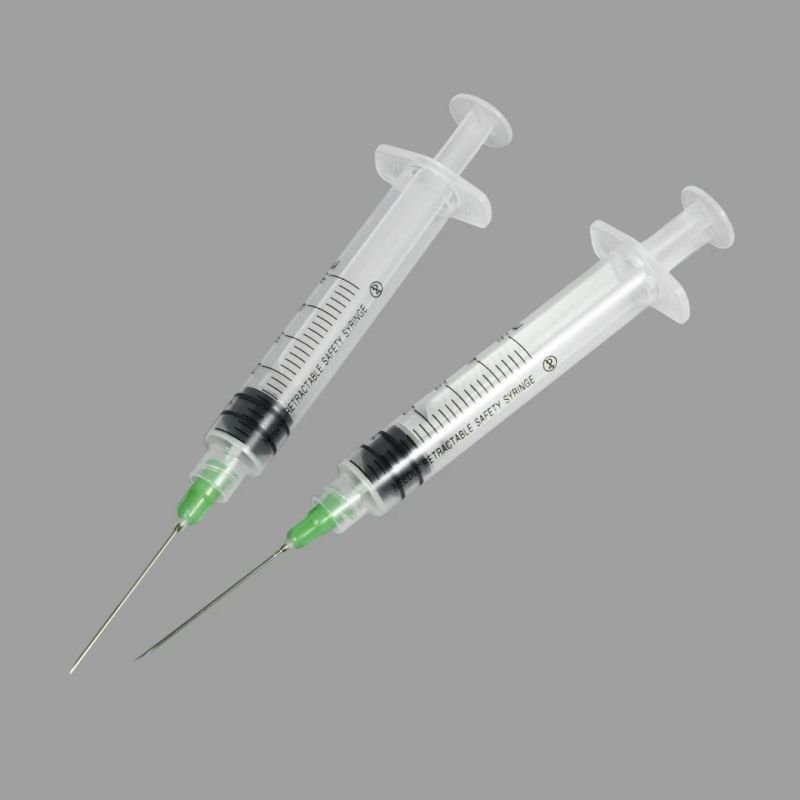 Luer Lock/Fix/Luer Slip Needle Retractable Hypodermic Safety Syringe