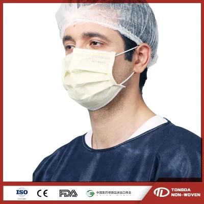 Surgical/Hospital/Medical/Protective Nonwoven Dental 3ply Disposable Face Mask with Elastic Ear-Loops