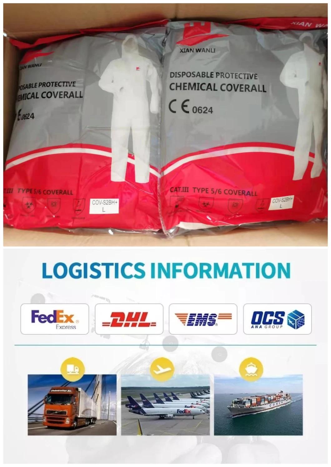 High Quality Type5/6 Microporous Coverall Combined with SMS at Back CE Certificated