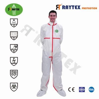 Cat III Type 5 6 Taped Seams SMS Disposable Nonwoven Coveralls