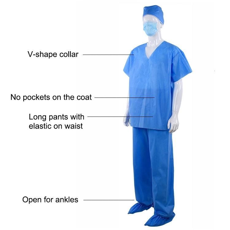 Waterproof SMS Nurse Scrub Suits Disposable for Hospital