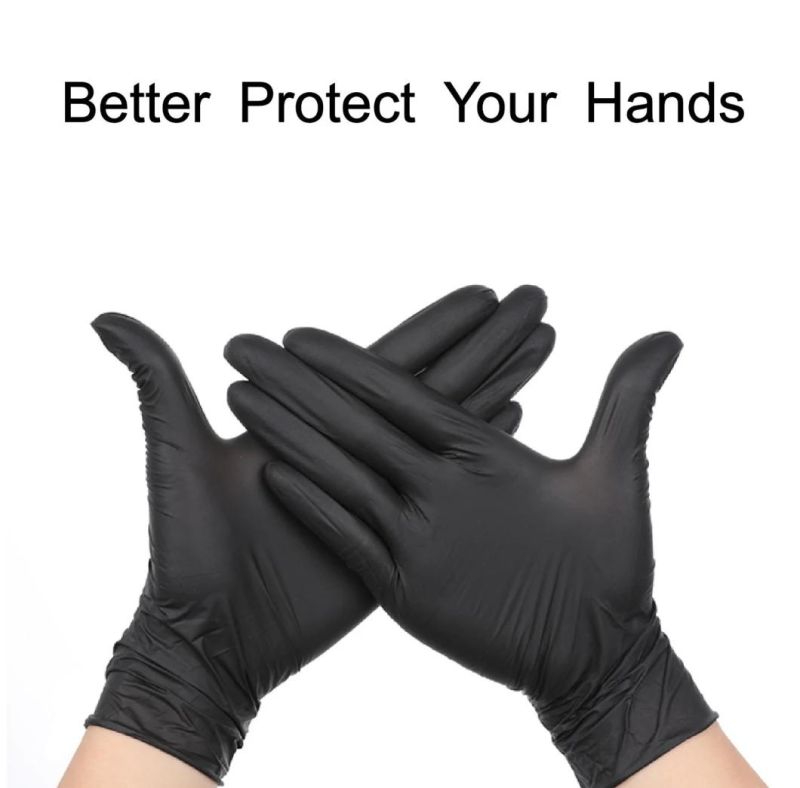 Black Powder Free Disposable Nitrile Gloves for Food Grade