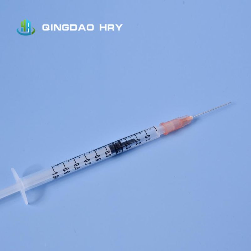 Ready Stock of 3 Part Luer Slip Safety Disposable Syringe 1ml Luer Slip with Needle 25g *1"
