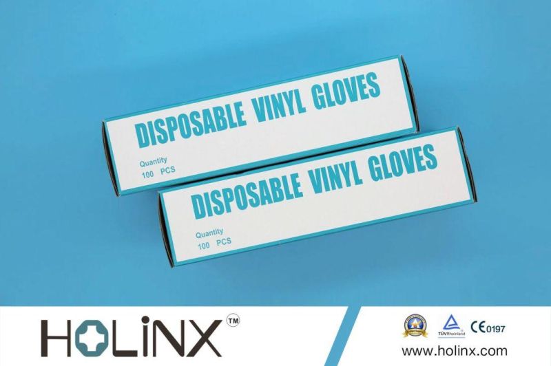 Disposable Safety Protective Clear Vinyl Powder Latex Glove