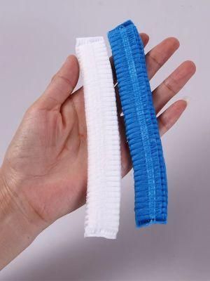 Disposable 24 Inch Mob Cap White/Blue PP Nonwoven