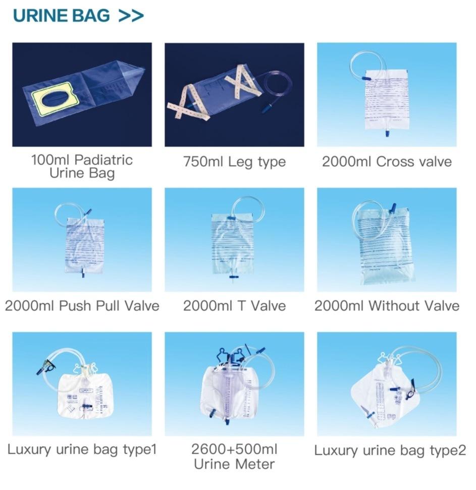 Disposable Medical Drainage Urine Bag 2000ml with T-Valve