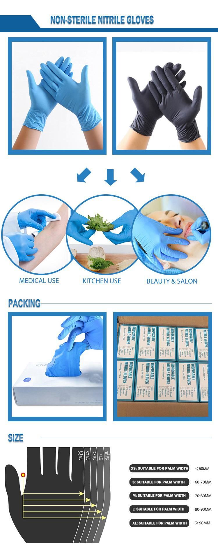 Non Sterile Disposable Medical Dental Use Custom Nitrile Examination Gloves