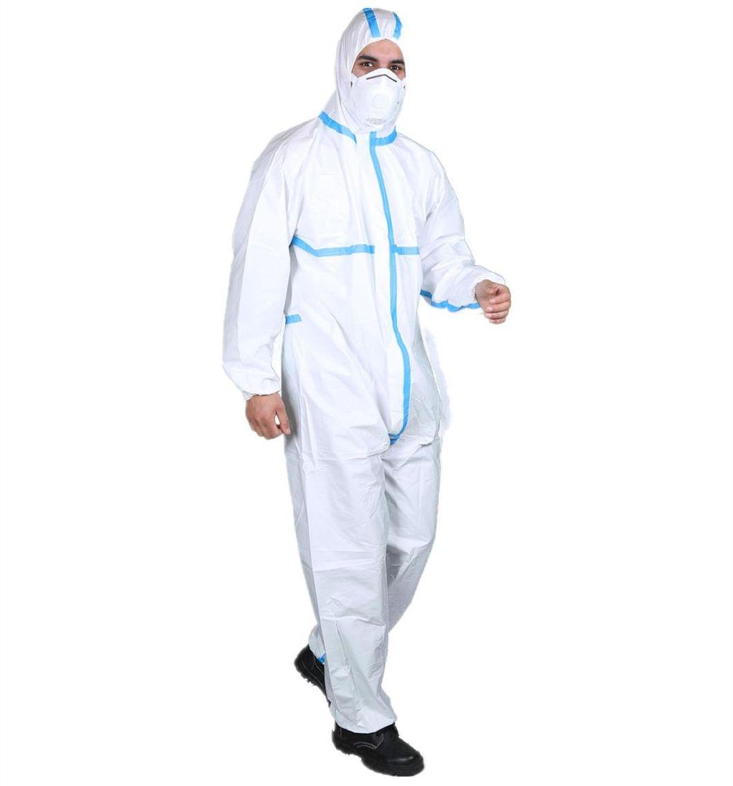 Polypropylene Nonwoven Fabric Disposable Coverall Type 4/5/6 Overalls with Tape/Hood