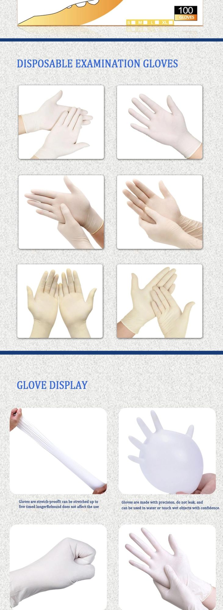 Good Quality Factory Price Powder Free Latex White Medical Examination Large Gloves