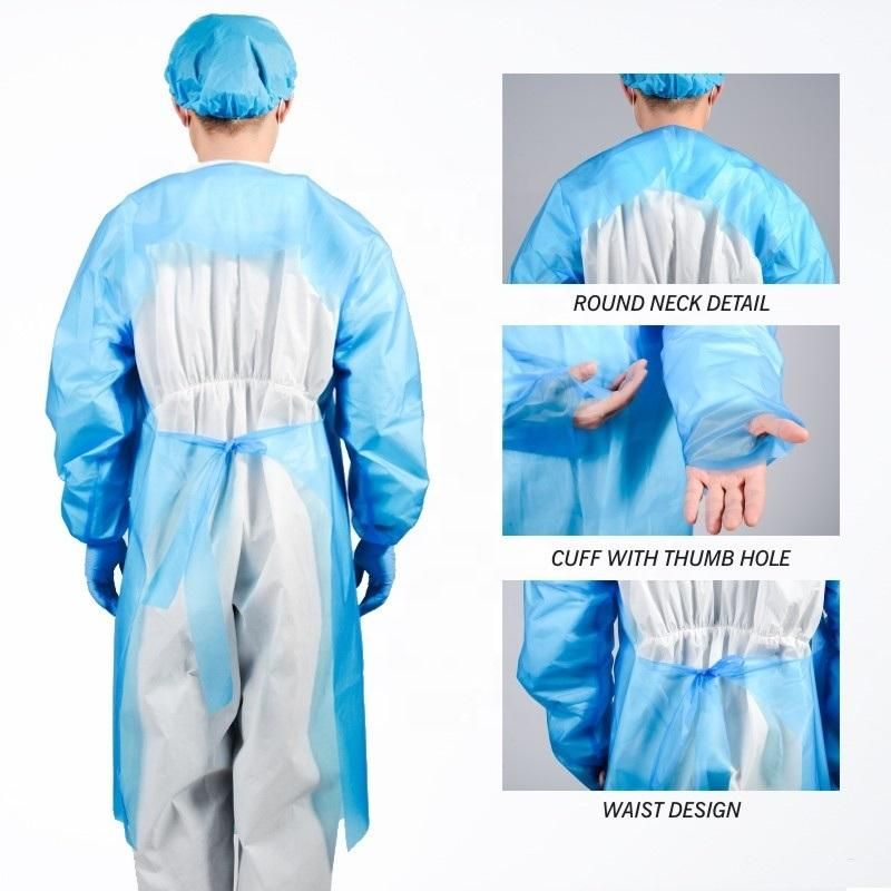 Hot Sealing Blue Disposable CPE Gowns Waterproof Plastic Apron CPE Isolation Gown