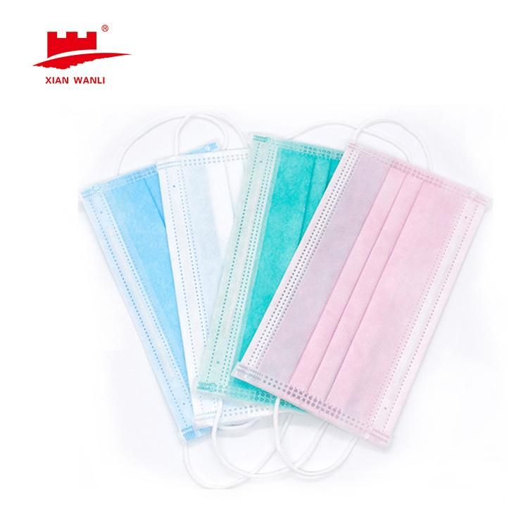 Factory Disposable Earloop Face Mask 3ply Face Mask Plastic Covered Wire Nose Bar En 14683 Type I