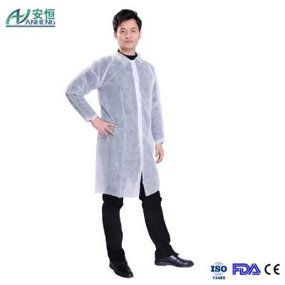 Nonwoven Disposable Medical Lab Coat with Elastic Cuff