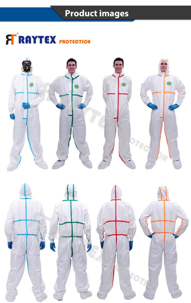 Anti Virus Coverall with Type4/5/6 Certificates En14126 High Quality Waterproof Disposable Coverall