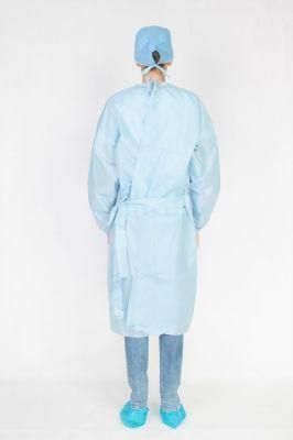 Dispensing Fluid Resistant Hygienic Nonwoven Fabrics Surgery Gown PP Lab Coat with Elastic Wrists