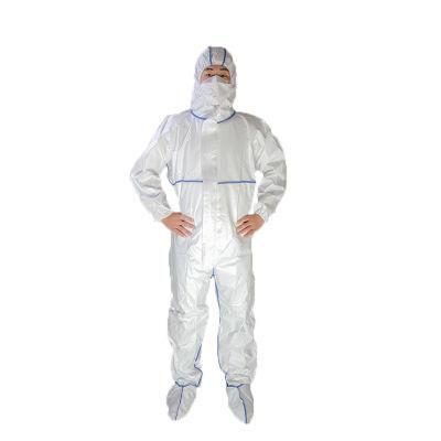 Guardwear OEM Chemical Safety Clothes Suit PPE for Ports Hooded Medical Protective Coverall Clothing for Ports