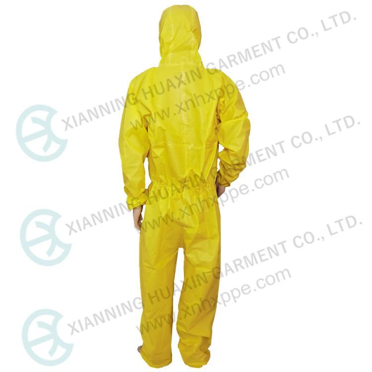 Type3b Special PE Coated SMS Chemical Resistant Disposable Safety Suit Coverall