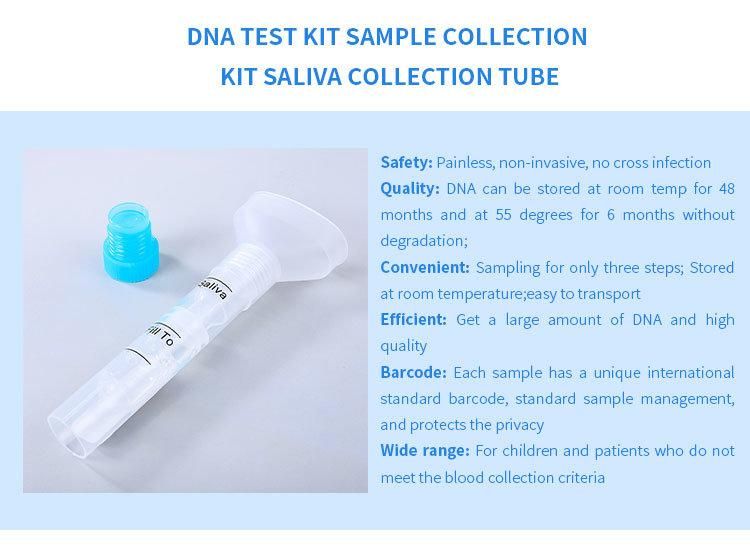 Popular Sales DNA Sampling Saliva Tube with Individually Packing