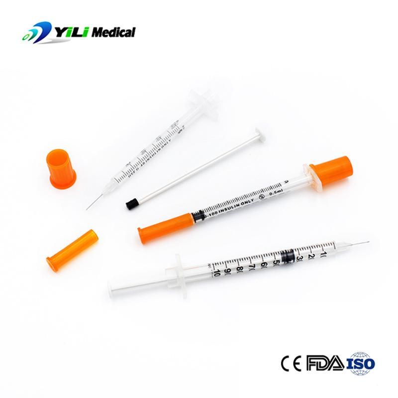 Medical Equipment Supply Sterile Colored Disposable 1ml Insulin Syringe