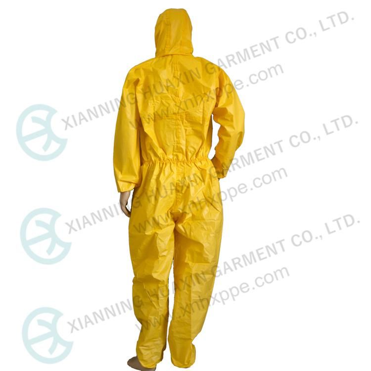 Type3b Special PE Coated SMS Chemical Resistant Disposable Safety Suit Coverall