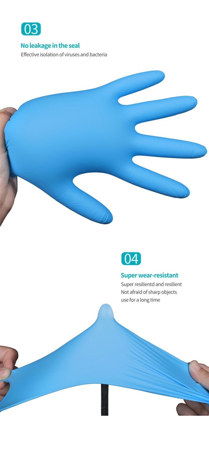 Multi Use Disposable Glove Blue Powder Free Medical/ Non Medical Nitrile Gloves