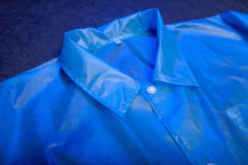 Disposable Lab Coat Type Isolation Blue Visitor Gown PP+PE Non-Woven Fabric 45g