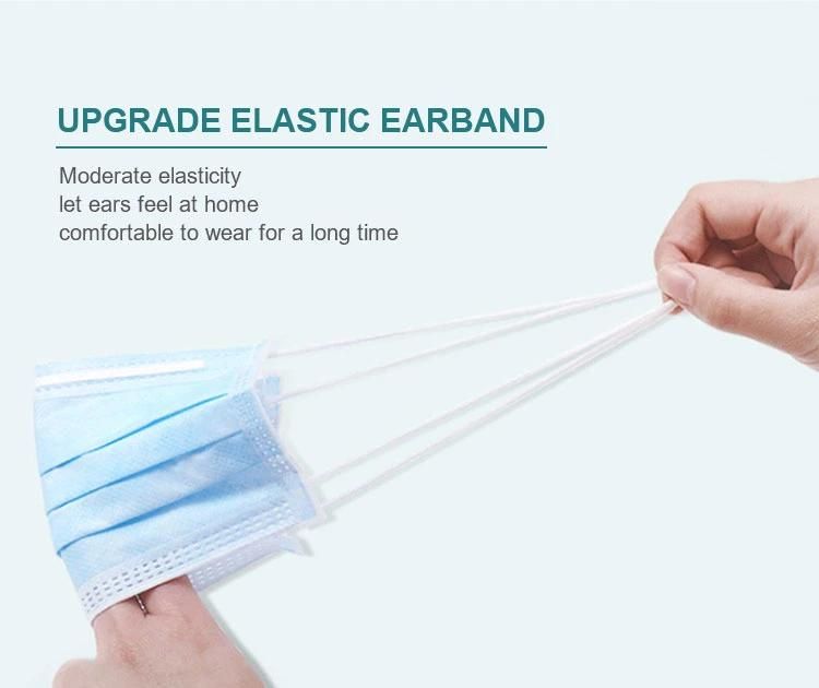 Medical Adult Protective Face Mask Non Woven Disposable Flat Earloop 3 Ply Nonwoven Disposable Surgical Face