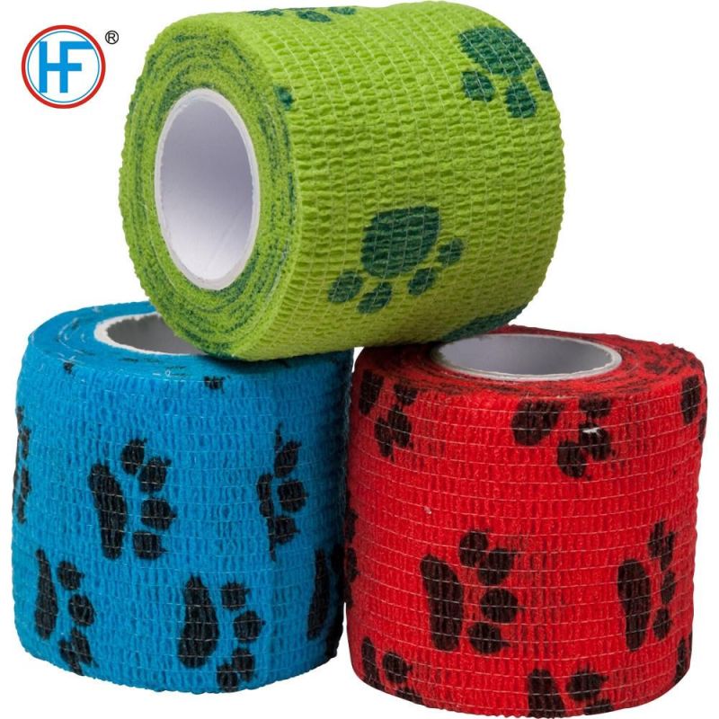 Bulk Wholesale Custom Logo Printing Medical Supplies Non Woven Easy Tear Self Adhesive Vet Wrap Cohesive Elastic Bandage