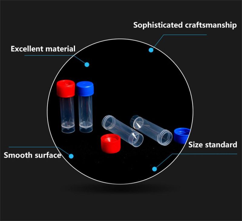 Plastic Small Vials with Screw Caps Sample Tubes, PP Material Sample Test Tube